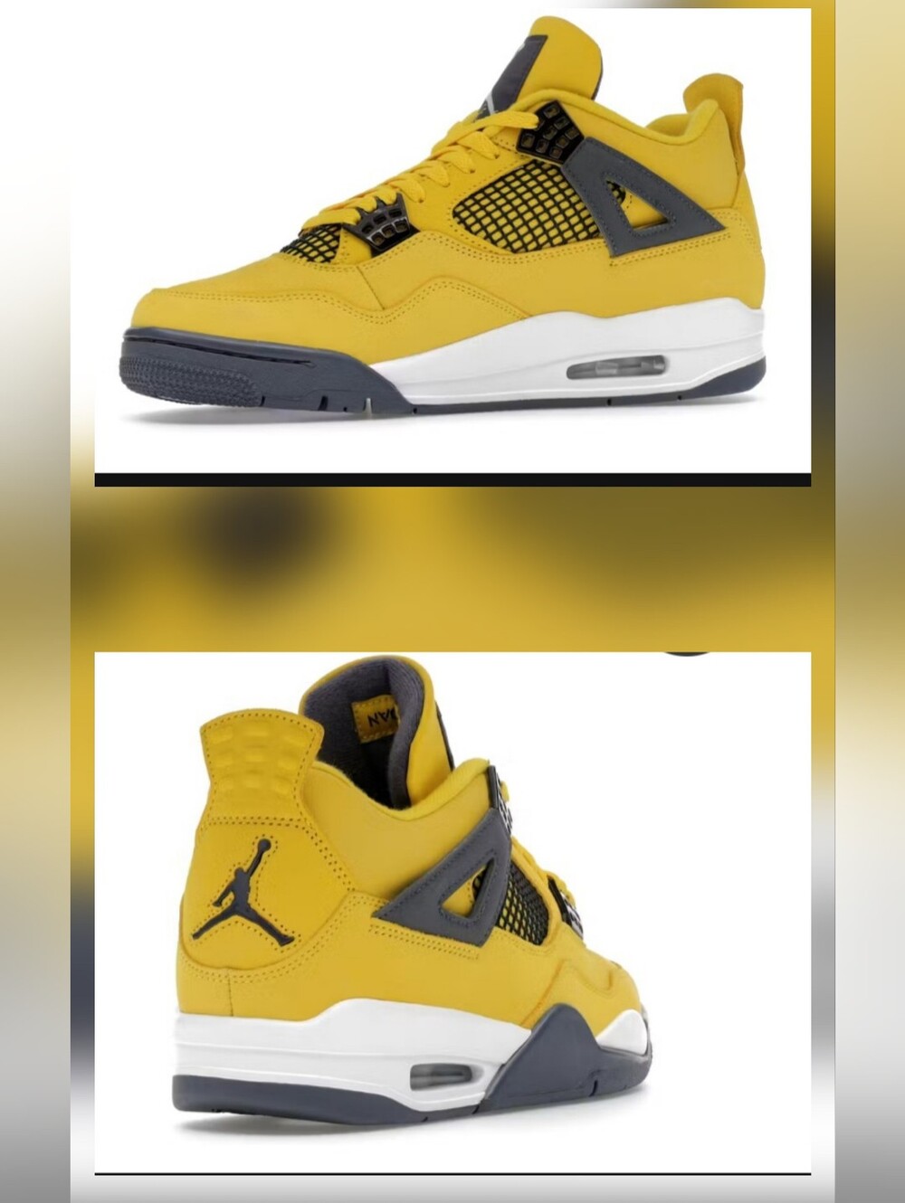 Air Jordan 4 Retro Lightning  Sneakers, size 6.5Y fits M6.5 W8